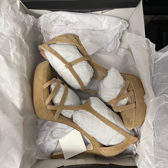 PELLE MODA Oneda Heels Platform Strappy
Sandal Latte Suede Back Zipper NWT - Picture 7 of 8